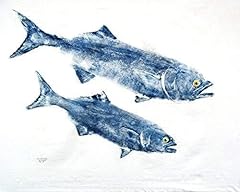 Two bluefish gyotaku for sale  Delivered anywhere in USA 
