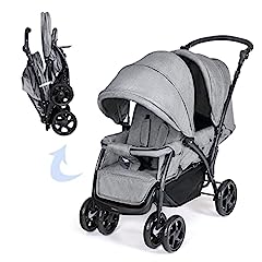Used, COSTWAY Foldable Baby Pram - Double Seat Push Stroller for sale  Delivered anywhere in Ireland