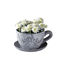 New Beautiful Weather Proof Leaf Ceramic Embossed Teacup for sale  Delivered anywhere in UK