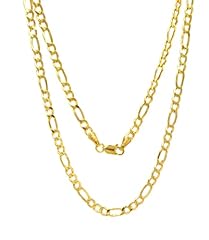 14K Real Gold Figaro Chain - 3.15mm Diamond Cut Cuban for sale  Delivered anywhere in USA 
