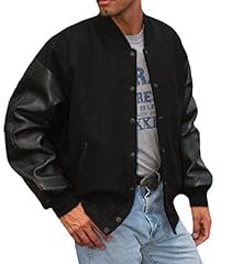 Used, REED Men's Varsity Leather/Wool Jacket Medium Black for sale  Delivered anywhere in USA 