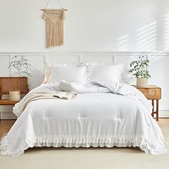 White ruffled comforter for sale  Delivered anywhere in USA 