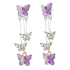 Purple butterfly earrings for sale  Delivered anywhere in USA 