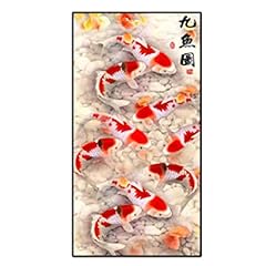 Large Chinese Style Nine Red Koi Fish Canvas Painting Wall Art Picture Landscape Print Lucky Carp Poster Modern Home Decor 60x30cm frameless for sale  Delivered anywhere in Canada
