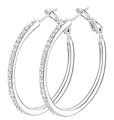 Silver hoop earrings for sale  Delivered anywhere in USA 