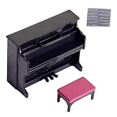 NUOBESTY 1: 12 Dollhouse Miniature Black Piano with, used for sale  Delivered anywhere in UK