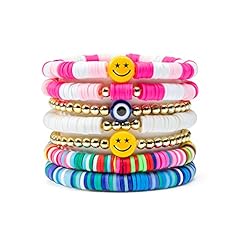 Y1tvei 7Pcs Heishi Surfer Bracelets Set Colorful Preppy for sale  Delivered anywhere in USA 