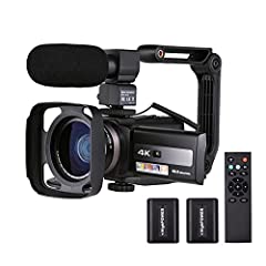 Camnoon 4K 60FPS Ultra HD Digital Video Camera DV Camcorder with IR Night Vision Motion Dectection Anti-Shaking Time Lapse Slow Motion Wide Angle Lens Remote Control External Microphone Sling Handle for sale  Delivered anywhere in Canada