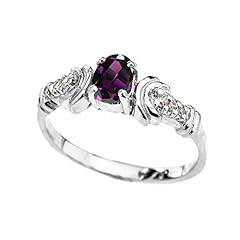 White 9 ct Gold Diamond and Amethyst Oval Solitaire for sale  Delivered anywhere in UK