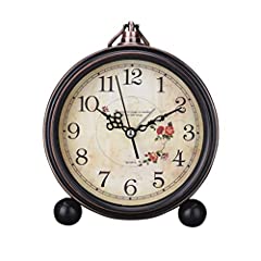 Used, Vosarea Vintage Alarm Clock Table Clock Silent Retro Desk Clock Decorative Non-Ticking Table Alarm Clock Quartz Movement for Bedroom Living Room Decor, Without Battery for sale  Delivered anywhere in Canada