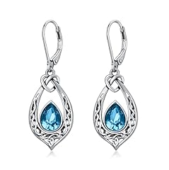 Aquamarine blue earrings for sale  Delivered anywhere in UK