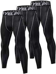 Used, Yuerlian 3 Pack Mens Compression Leggings Cool Dry for sale  Delivered anywhere in UK