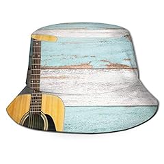 Acoustic Guitar On Colorful Painted Aged Wooden Planks Rustic Country Design Print Theme Art Unisex Print Double-Side-Wear Reversible Bucket Hat L for sale  Delivered anywhere in Canada