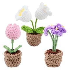 3pcs crochet flowers for sale  Delivered anywhere in UK