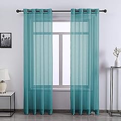Teal window sheer for sale  Delivered anywhere in UK