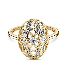 Used, TJC White Diamond Floral Ring for Women Size Q Elegant for sale  Delivered anywhere in UK