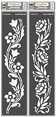 CrafTreat Floral Border Stencils for Painting on Wood, Canvas, Paper, Fabric, Floor, Wall and Tile - Border12 and Border13 - 2 Pcs - 3x12 Inches Each - Reusable DIY Art and Craft Stencils for Borders for sale  Delivered anywhere in Canada