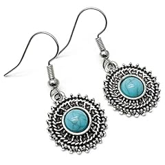 Round turquoise earrings for sale  Delivered anywhere in UK