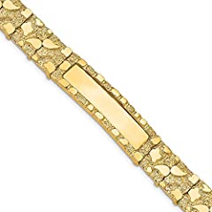 Solid 14k Yellow Gold 12.0mm Nugget Engravable ID Bracelet for sale  Delivered anywhere in USA 