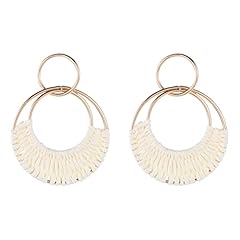 Raffia hoop earrings for sale  Delivered anywhere in USA 