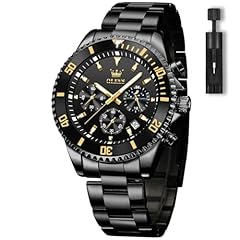 Olevs black watches for sale  Delivered anywhere in USA 