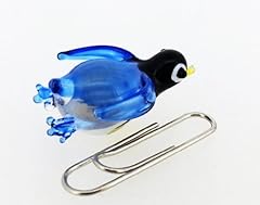 1" Long Blue Penguin Hand Blown Clear Glass Figurine for sale  Delivered anywhere in USA 