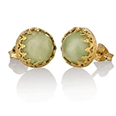Gold jade earrings for sale  Delivered anywhere in Ireland