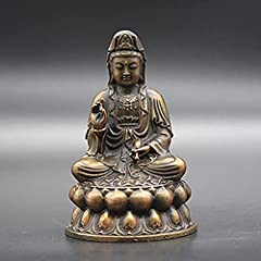 China Bronze Buddhist Kwan-yin Guanyin Avalokitesvara Bodhisattva Jade Bottle Sit Lotus Flower Statue Home Decor for sale  Delivered anywhere in Canada