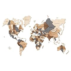 Kimy Design - Mappa del Mondo da Parete in Legno Original | Dimensioni 80x123cm | Planisfero Geografico a Puzzle 3D per Decorare i tuoi Ambienti: Soggiorno, Ufficio, Camera - Wooden World Map 3D usato  Spedito ovunque in Italia 