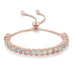 CiNily Adjustable Silver Plated Opal Tennis Bracelet for sale  Delivered anywhere in UK