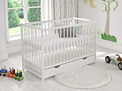 DENISE Wooden Baby Cot with Drawer 120x60cm + Foam, used for sale  Delivered anywhere in UK