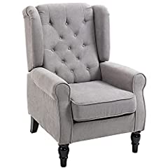 HOMCOM Retro Accent Chair, Wingback Armchair with Wood for sale  Delivered anywhere in UK