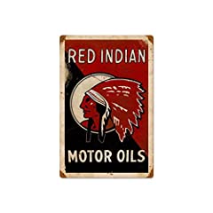Vintage Metal Signs Red Indian Motor Oils Bar Pub Garage for sale  Delivered anywhere in Canada