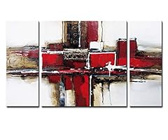 Noah Art-3 Panel Abstract Wall Art, Red and Black 100% for sale  Delivered anywhere in Canada