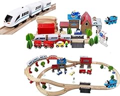 88pcs wooden train for sale  Delivered anywhere in Ireland