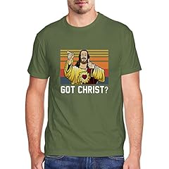 Used, Men's Vintage T-Shirt Got Christ Jesus Buddy Christ Funny Comedy Movie Funny Cotton Tshirt Top Army Green for sale  Delivered anywhere in Canada