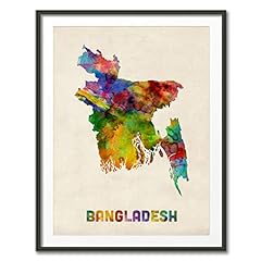 Bangladesh watercolor map for sale  Delivered anywhere in UK