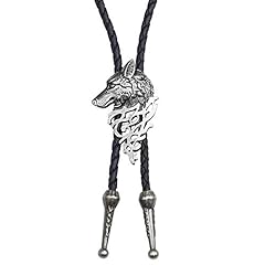 AZORA Western Cowboy Bolo Ties Metal Wolf Leather Necktie for sale  Delivered anywhere in Canada