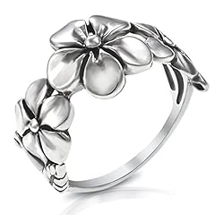 925 Sterling Silver Triple Plumeria Flower Ring - Size, used for sale  Delivered anywhere in USA 
