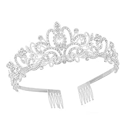 Silver crystal tiara for sale  Delivered anywhere in UK