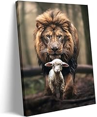 Framed lion lamb for sale  Delivered anywhere in USA 