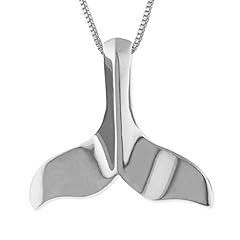 Sterling Silver Plain Whale Tail Pendant Necklace with for sale  Delivered anywhere in USA 
