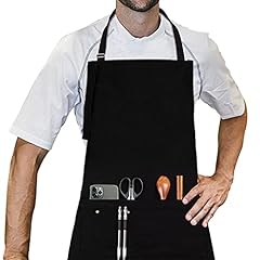 LessMo Black Apron, Chef Apron With Two Pockets, Adjustable for sale  Delivered anywhere in UK