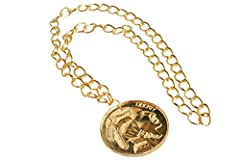 ILOVEFANCYDRESS GOLD MEDALLION NECKLACE PIMP RAPPER, used for sale  Delivered anywhere in UK