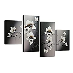 Wieco Art Elegant Blooming Flowers 4 Panels Modern for sale  Delivered anywhere in Canada