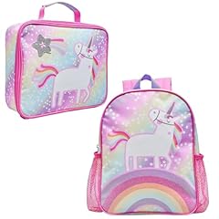 Unicorn Backpack & Lunch Bag Bundle - Pink School Backpack Set with Rainbow Lunch Bag for sale  Delivered anywhere in UK