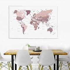 World Map Posters and Prints Abstract Blush Pink World Map Modern Wall Art Pictures Canvas Painting Home Dormitory Decor 60x90cm Frameless for sale  Delivered anywhere in Canada