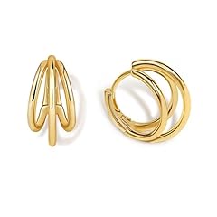 Gold triple hoop for sale  Delivered anywhere in USA 