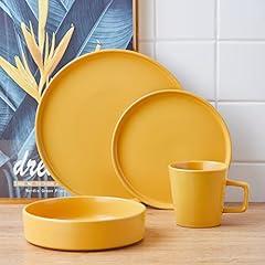 Used, Stone Lain Cleo 16-Piece Round Dinnerware Set, Yellow Modern Dishes for sale  Delivered anywhere in Canada