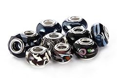 BRCbeads 10Pcs Mix Silver Plate Black Theme Murano for sale  Delivered anywhere in USA 